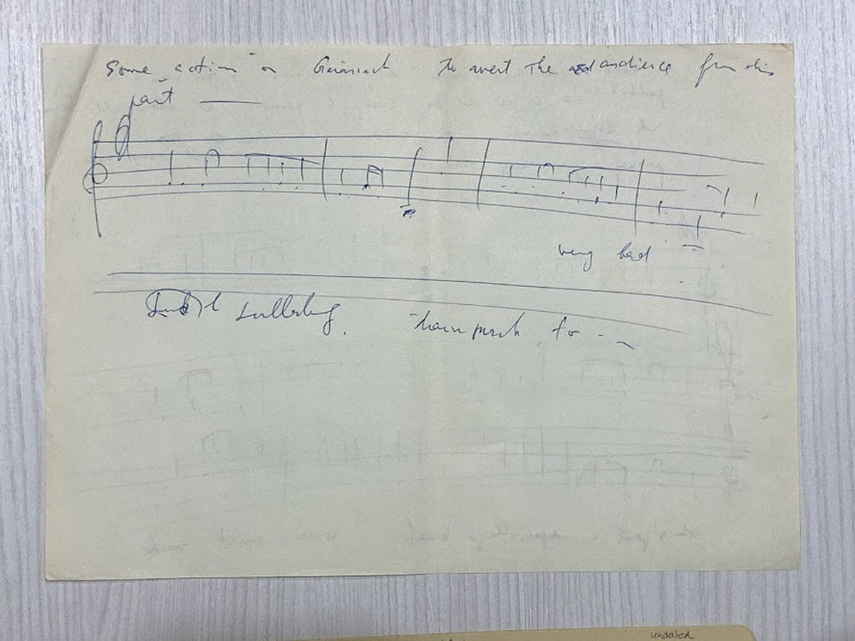 Fig. 4 – 6 Excerpt from untitled performance score, n.d. Blue ink on paper (16 pages), 11 5/8 x 8 1/4 in. Smithsonian American Art Museum,  Nam June Paik Archive (Box 13, Folder 19); Gift of the Nam June Paik Estate.