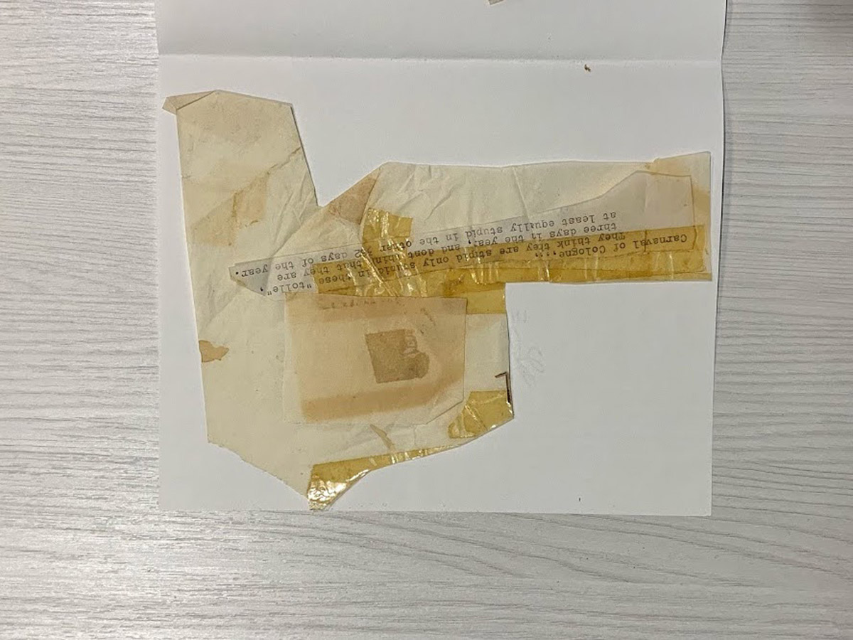 Fig. 16 Untitled writing fragment, n.d. Typescript, 6 1/2 x 7 7/8 in. Smithsonian American Art Museum,  Nam June Paik Archive (Box 13, Folder 2); Gift of the Nam June Paik Estate. 