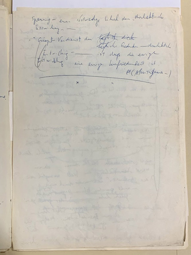 Fig. 7 – 8 Excerpt from untitled performance score, n.d. Blue ink on paper (16 pages), 11 5/8 x 8 1/4 in. Smithsonian American Art Museum,  Nam June Paik Archive (Box 13, Folder 19); Gift of the Nam June Paik Estate.