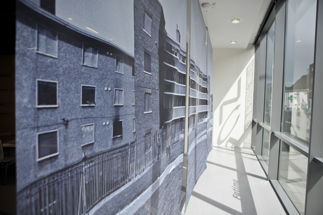 S Block Fatima Mansions, Photographic Banner Chris Maguire