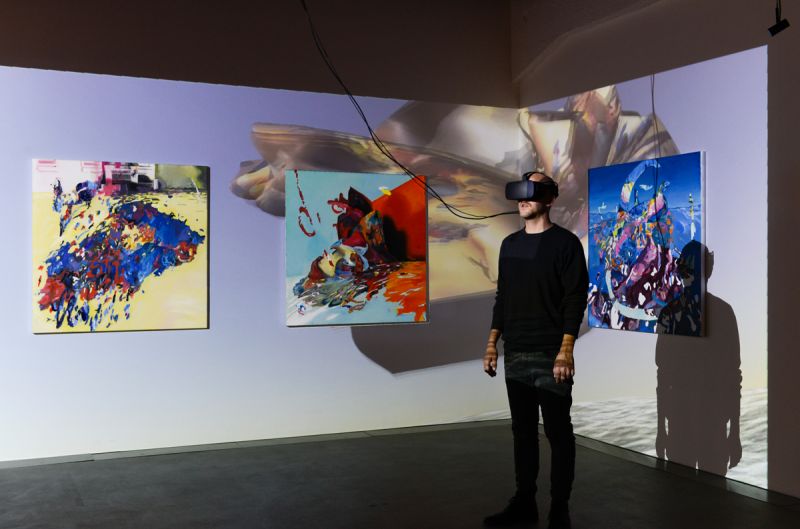 Rachel Rossin, Just a Nose. Installation view at HeK, 2017. Photo: Franz Wamhof, © HeK