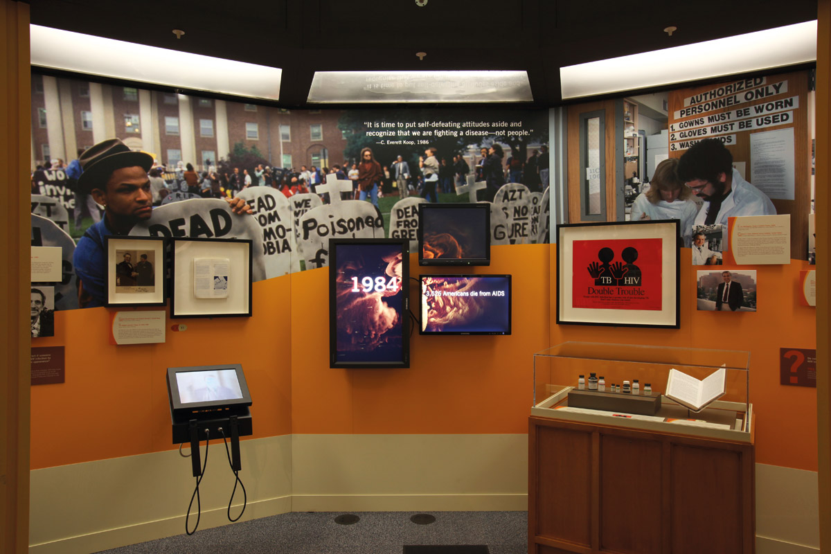 Action on AIDS gallery, Against the Odds; Making a Difference in Global Health,  Exhibition at the National Library of Medicine, 2008-2010. Courtesy of the National Library of Medicine 