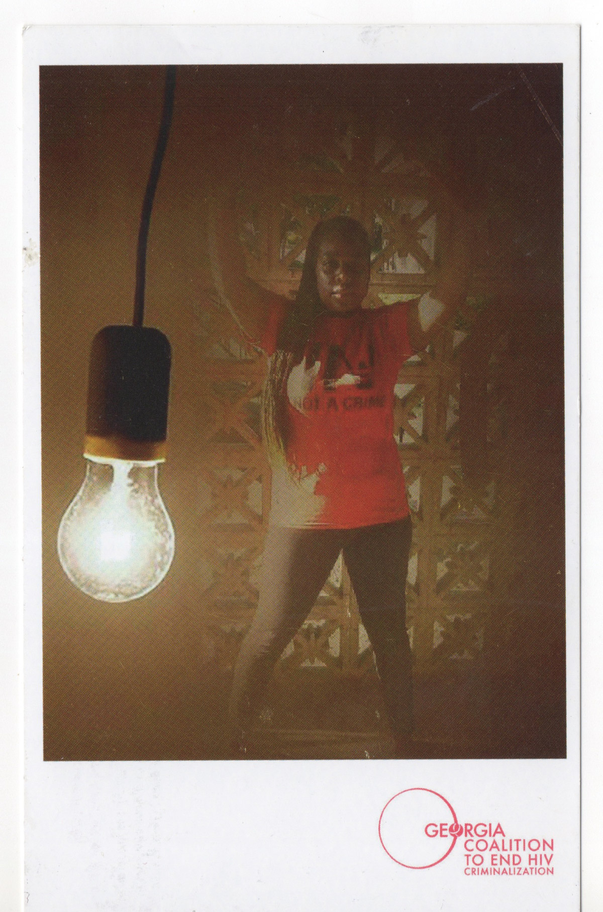 Shyronn Jones, HIV IS NOT A CRIME, 2017.  Photograph by: Shymere Jones. Courtesy of the artist.  Produced by: GEORGIA COALITION TO END HIV CRIMINALIZATION