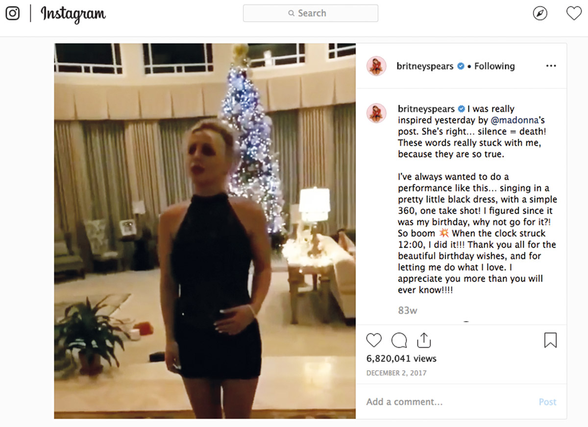 Britney Spears. untitled, 2017. from Instagram