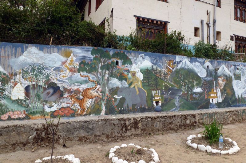 Mural on the campus of Choki Traditional Art School, Thimphu. 2013. Photograph: © FOA-FLUX