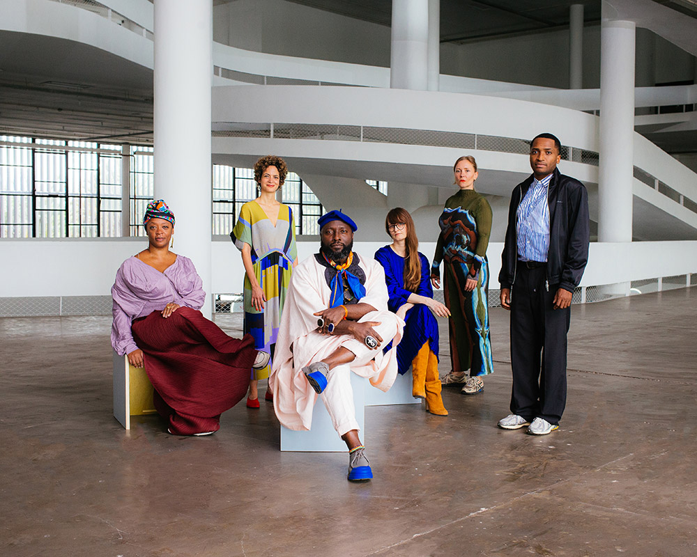 Conceptual team for the 36th São Paulo Biennial, from left to right: Keyna Eleison, Alya Sebti, Bonaventure Soh Bejeng Ndikung,  Henriette Gallus, Anna Roberta Goetz and Thiago de Paula Souza © João Medeiros / Fundação Bienal de São Paulo